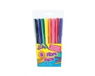 10 Fine Tip Fibre Colouring Pens