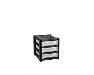Uni Shallow 3 Drawer Unit Graphite/Clear