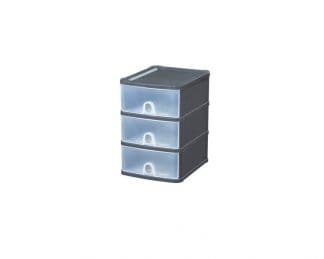 Uni Handy 3 Drawer Tower Graphite/Clear