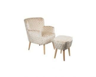 Darcey Chair With Stool - Beige
