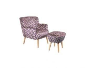 Darcey Chair With Stool - Purple