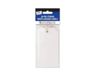 20 White Luggage Labels 12Cm X 6Cm