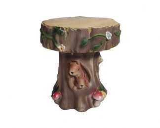 Squirrel In Tree Garden Stool Light Brown