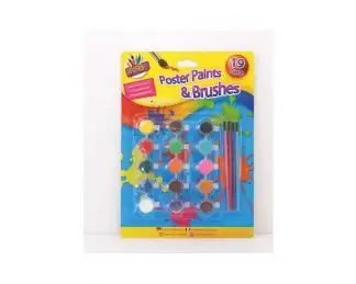 15 Poster Paints And 4 Brushes