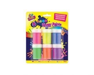6 X 25Ml Neon Finger Paint Pots
