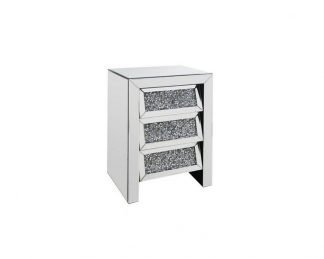3-Drawer Diamond Mirrored Bedside Chest