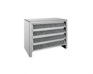 4-Drawer Diamond Mirrored Wide Chest