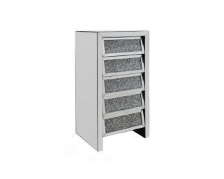 5-Drawer Diamond Mirrored Tall Boy