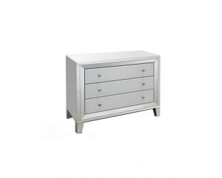 3 Drawer White Glass Wide Chest