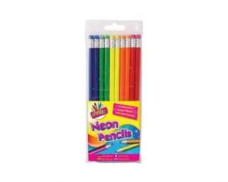 10 Neon Rubber Tip Hb Pencils