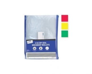2 A4 Zip Top Document Wallets Id Pocket
