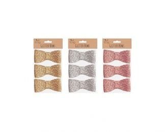 3 Glitter Bow (Tie ) Pack 3 Assorted