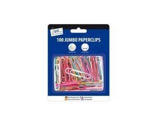 100 Jumbo Paperclips Assorted Colours