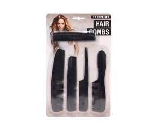 Hair Combs 12Pk Black/Amber