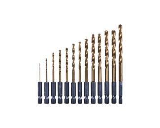 13Pc 0.25 Inch Titanium Coated Hss Drill Bit Set