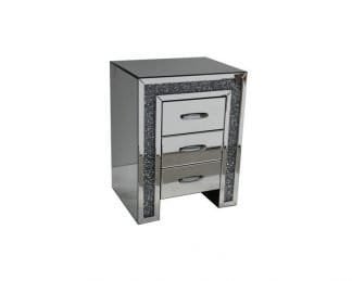 3-Drawer Bedside Chest ?Diamond Mirrored