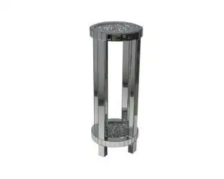 ROUND END TABLE WITH SHELF 80CM DIAMOND MIRRORED - Product