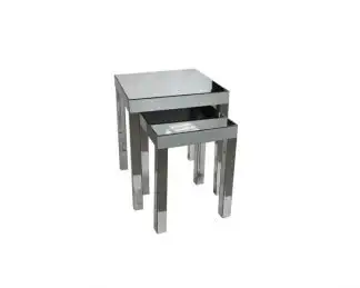 NEST OF 2 END TABLES WHITE GLASS - Product design