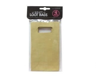 Kraft Loot Bags D/Cut Hndl 4Pk